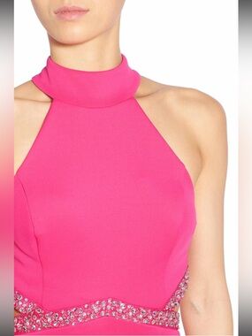 NWT Nordstrom Bee Darlin Hot Fuschia Embellished Mock Neck Sleeveless Gown Dress